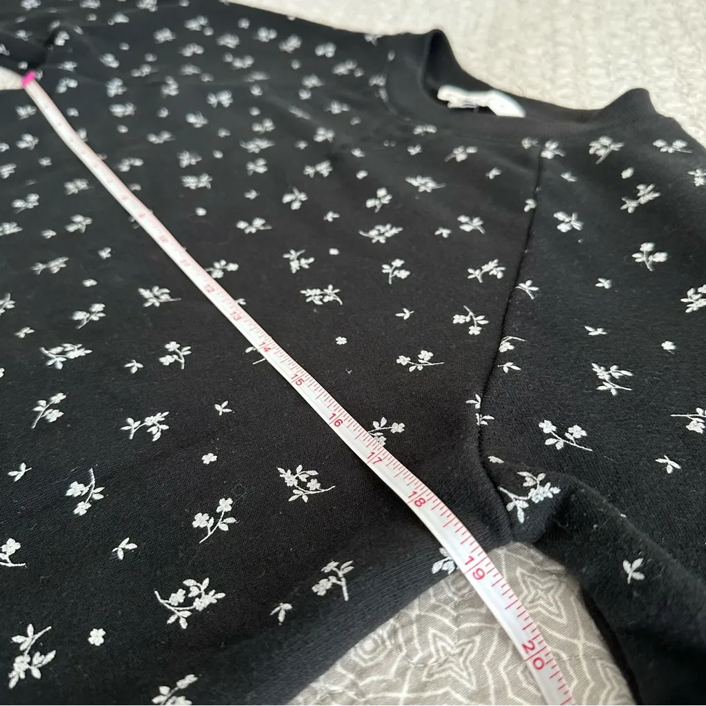 The Nines by Hatch Maternity Sweatshirt Dress Black Floral French Terry Size XS - Image 6