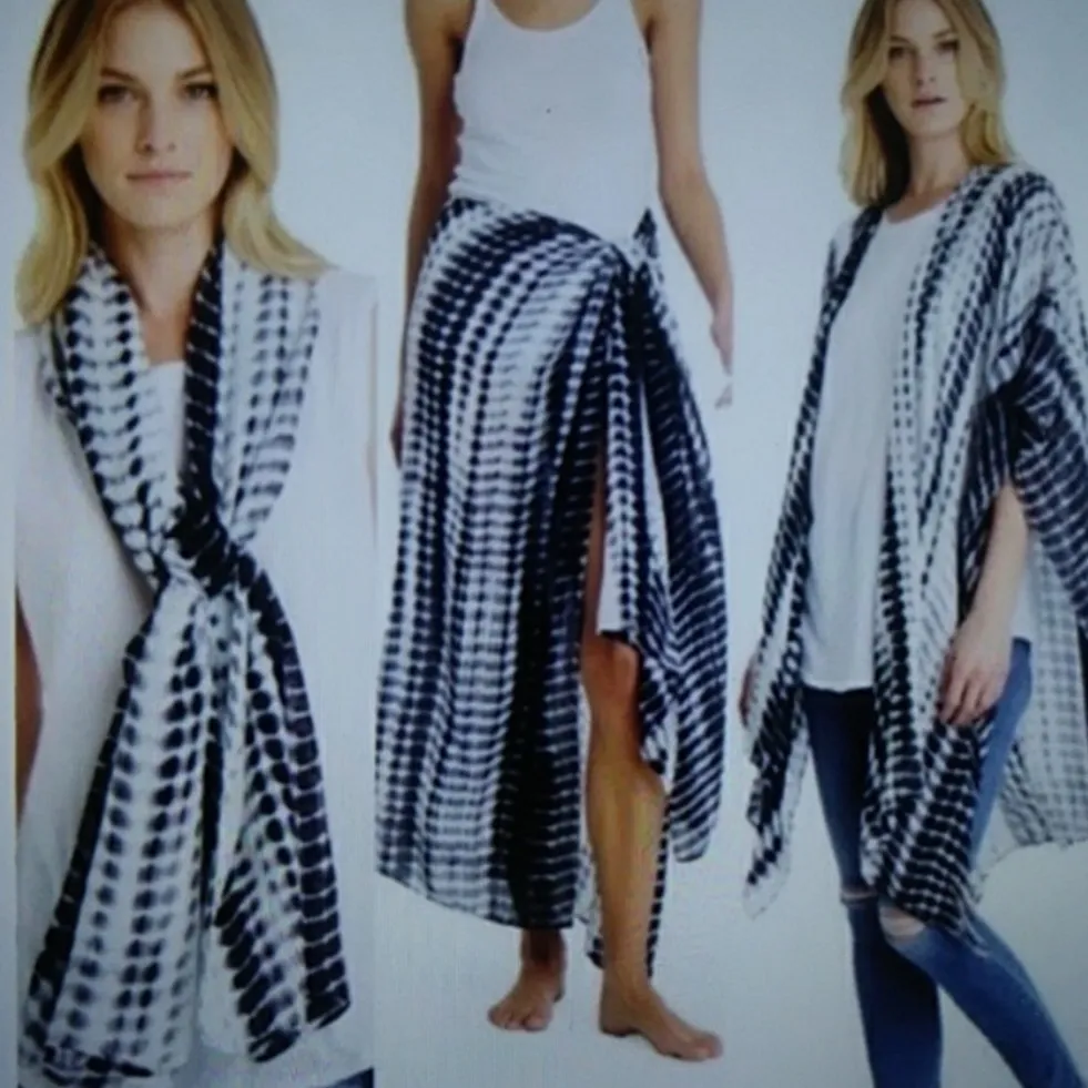 Micheal Stars New boho Ruana Sarong Wrap Scarf Alligator tie dye retro chic OS - Image 11