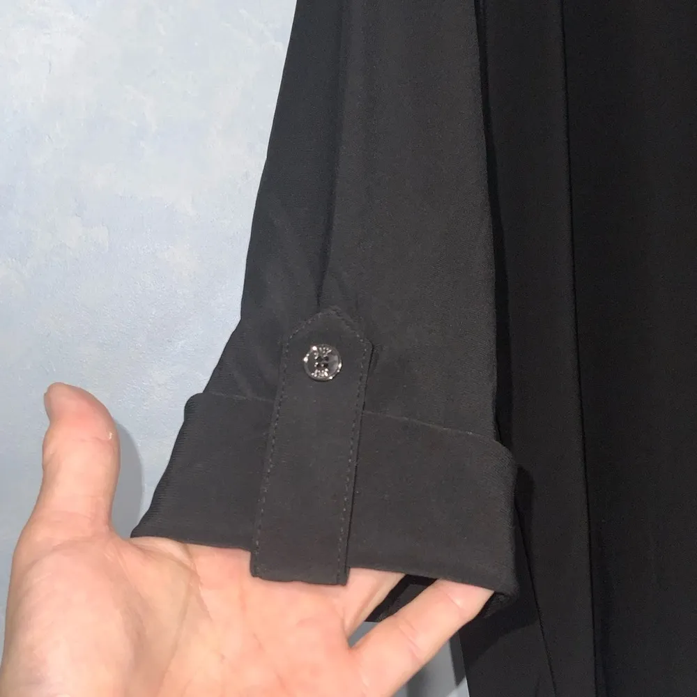 Jones New York Black Collared Notched Neck Tab Sleeves  Pullover Casual Tunic 1X - Image 3