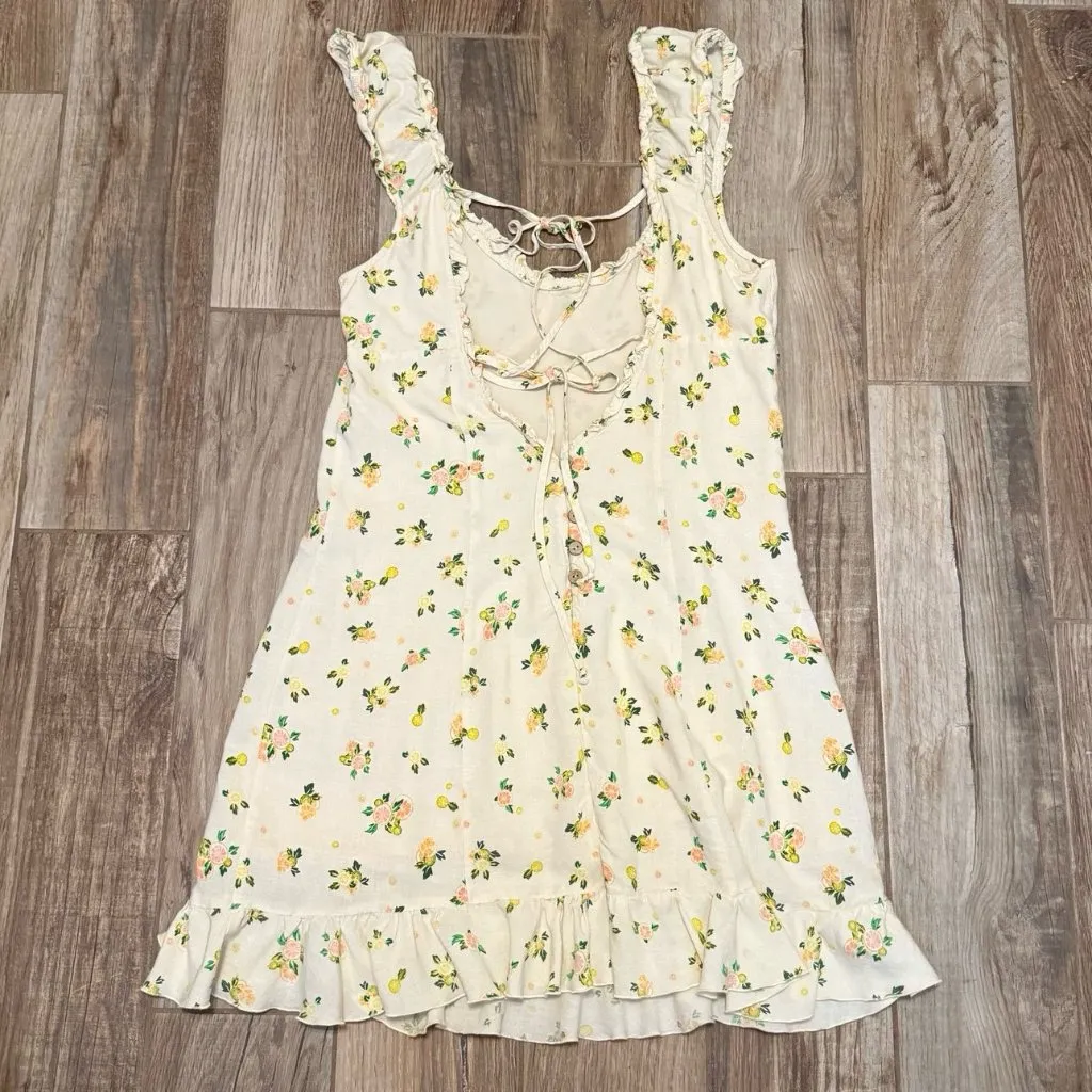 Free People 'Like a Lady' Citrus Lemon Print Mini Dress - Image 5