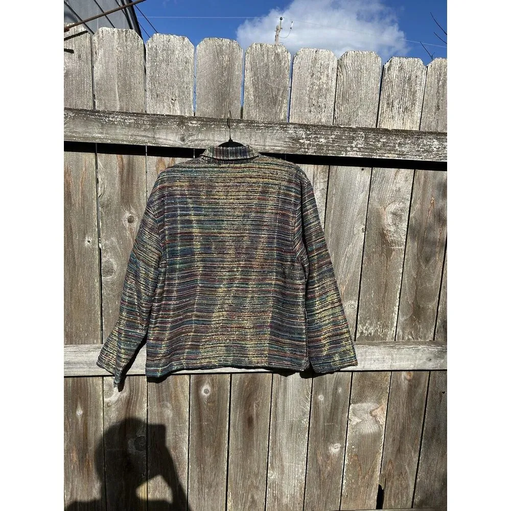 TANTRUMS COLLECTION Metallic Silk Blend Jacket Blazer Stripe Vintage Medium‎ - Image 7