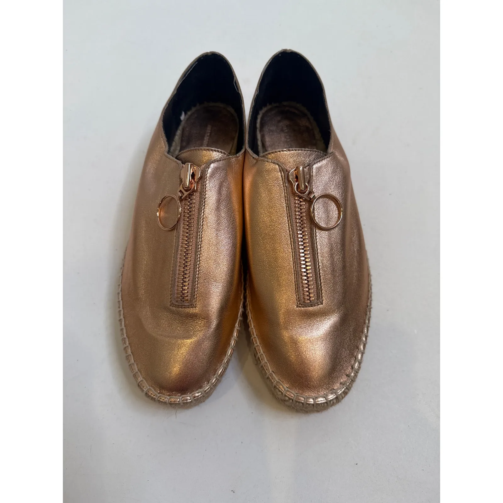 Alexander Wang Metallic Rose Gold Zip Shoe Nw/oBLeather Sz 39/ US 8.5 Espadrille - Image 2