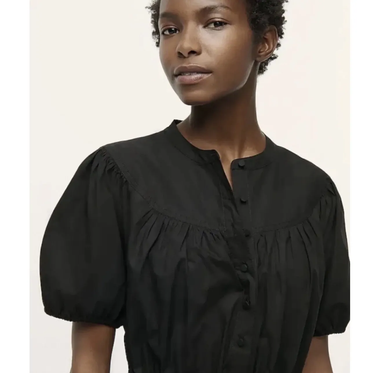 J.Crew Puff-Sleeve Cotton Poplin Shirtdress Black Size Small - Image 3