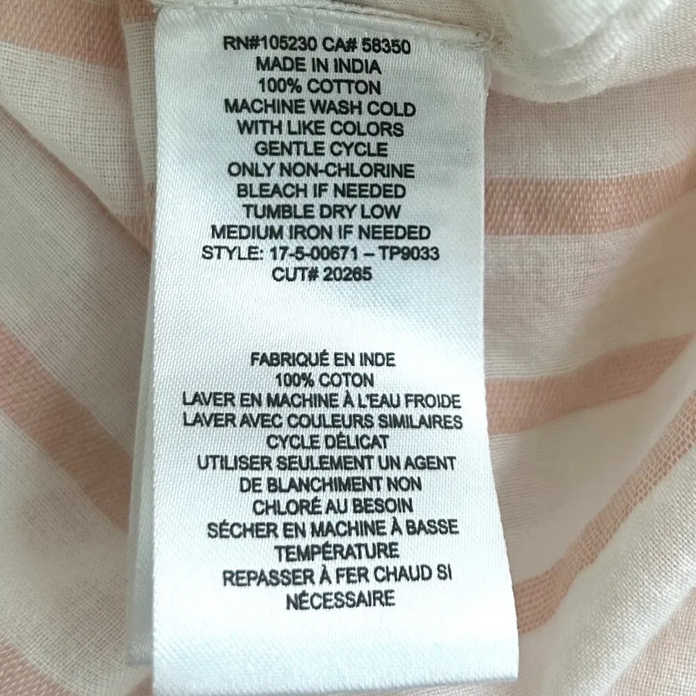 Current Elliott The Candid Button Down Shirt in Sheer Cotton Cream Peach Size S - Image 8