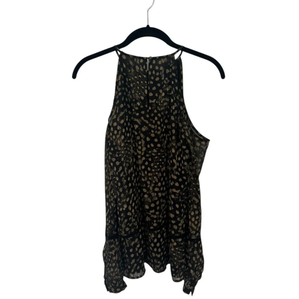 MICHAEL Michael Kors Cold Shoulder Blouse Black Beige Print Lined Size XS - Image 4