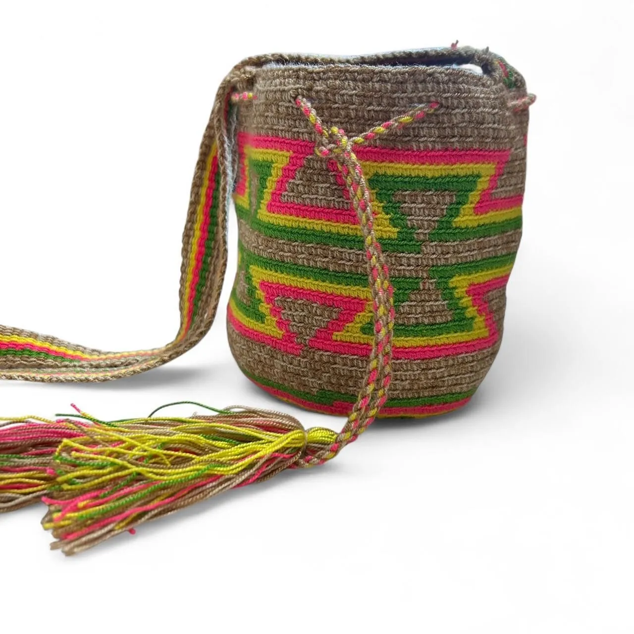Authentic Colombian Wayuu Mochila Crossbody Bag Green - Image 3