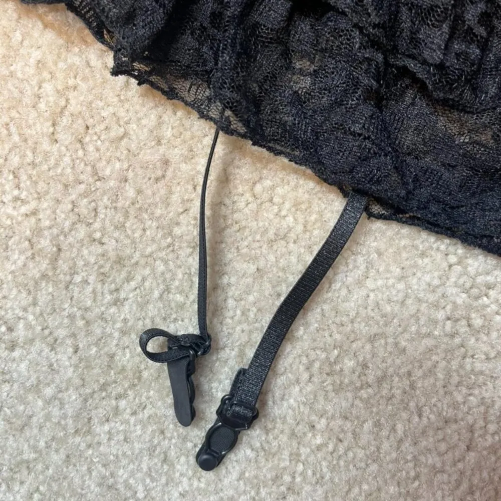 black padded garter sexy corset camisole sleepwear nightwear seems size M Size M - Image 6