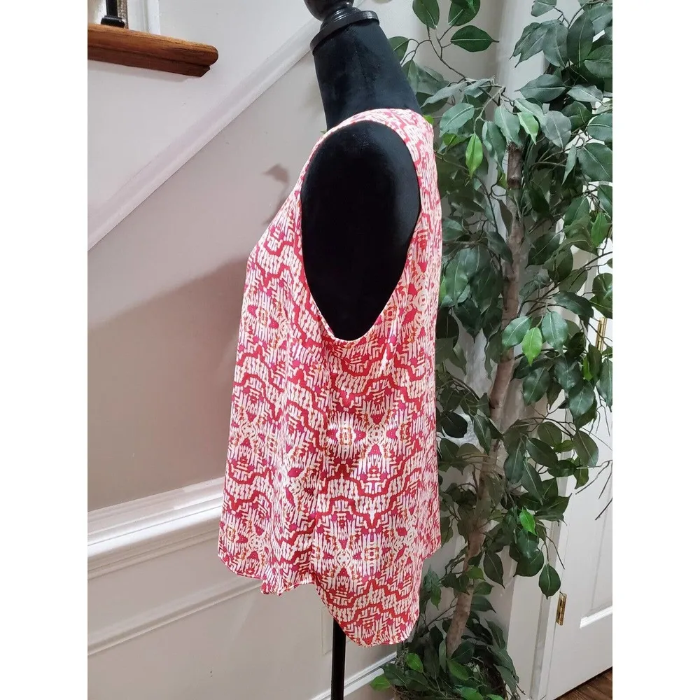 Willi Smith Women Red 100% Polyester Round Neck Sleeveless Casual Shirt Size L - Image 5