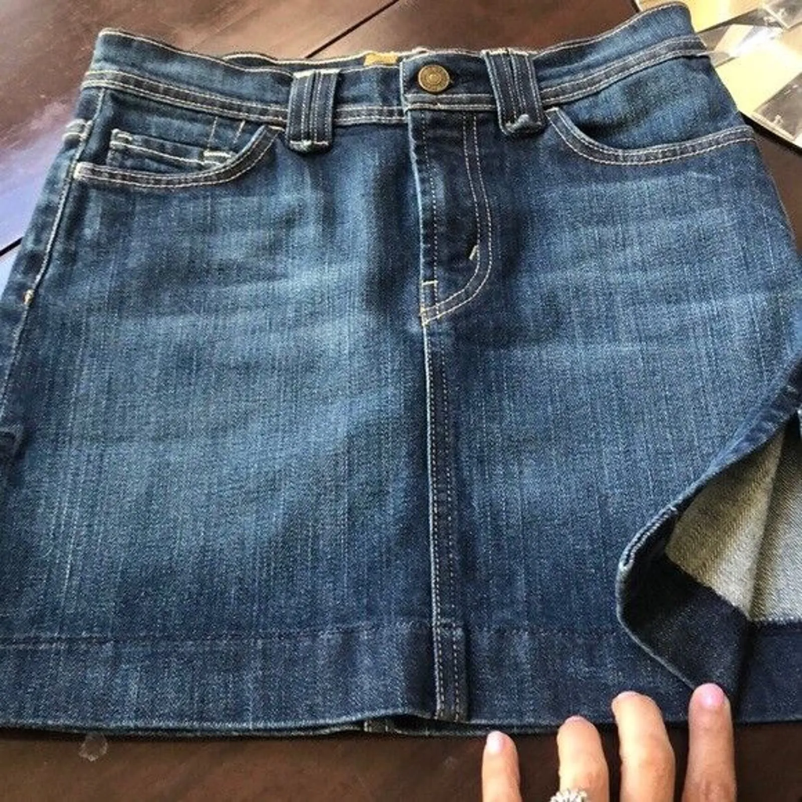 7‎ For All Mankind side slit denim jean mini skirt Women’s Size 25 - Image 3