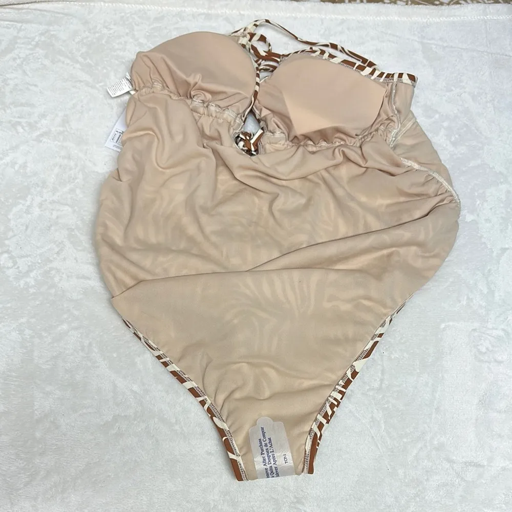 Isabel Maternity by Ingrid & Isabel Brown and White One Piece Swimsuit Size XL - Image 9