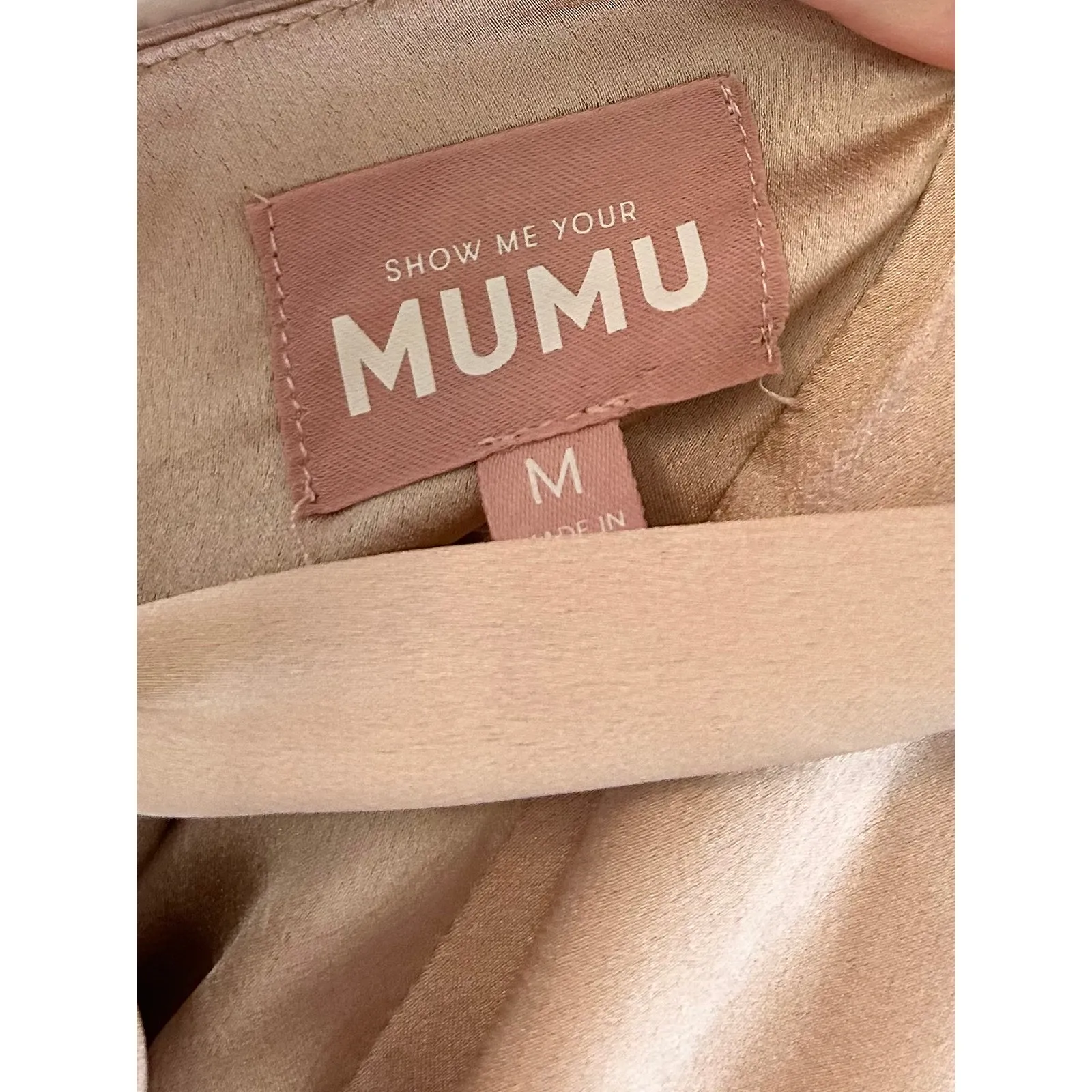 Show Me Your Mumu Mina Midi Dress in Champagne Luxe Satin M - Image 5