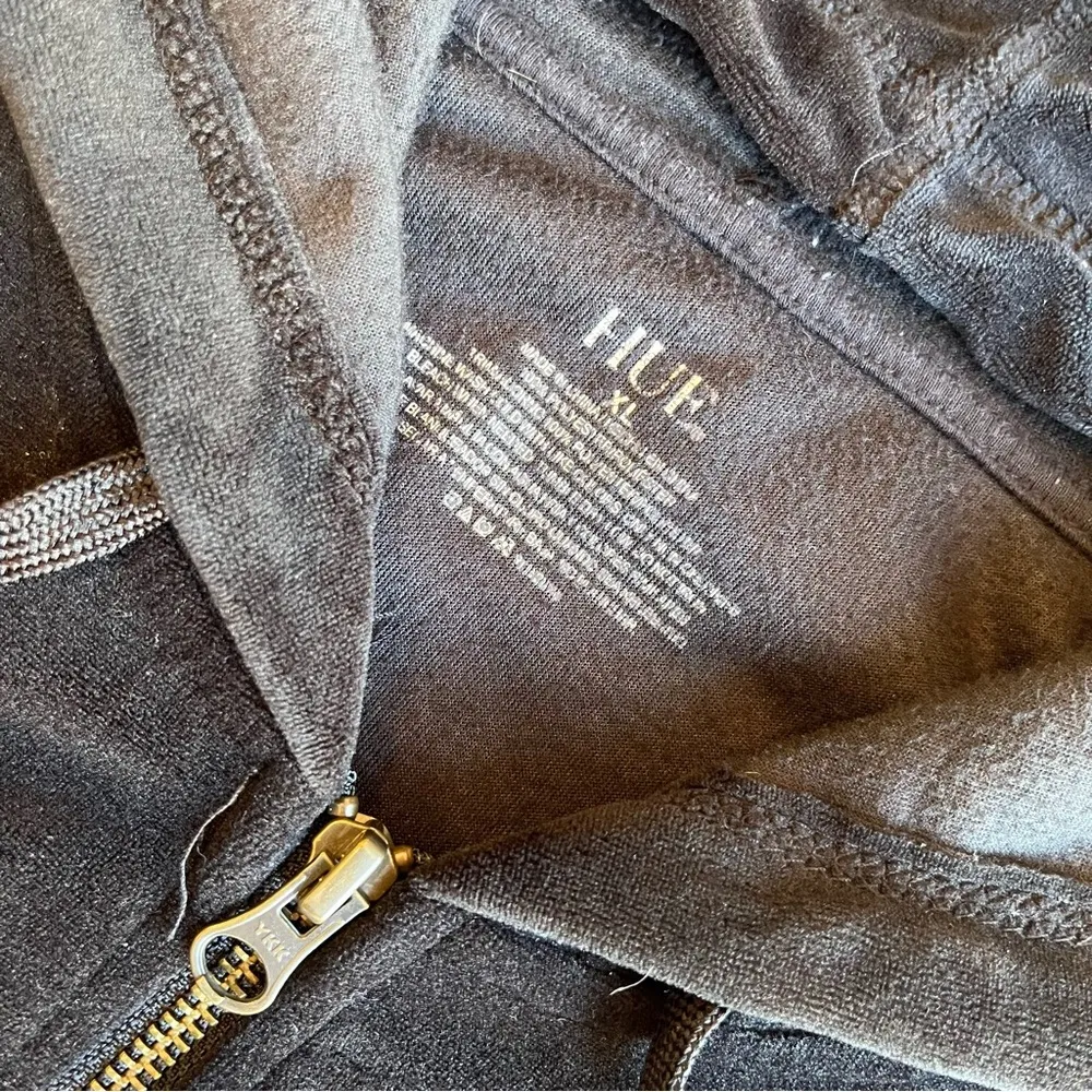 Hue Hoodie Velour Track Jacket Full Zip Black XL Loungewear Athletic Top - Image 12