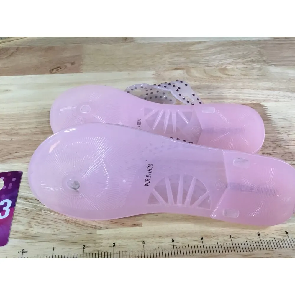 Steve Madden Thong Women's 5 Pink Transparent Jelly Rhinestone Summer Sandals - Image 6