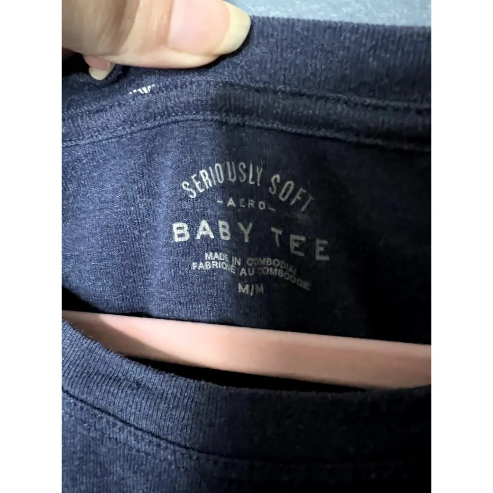 Aero Seriously Soft Baby Tee Crop Top Small Stars Blue Top Size Small Comfort - Image 4