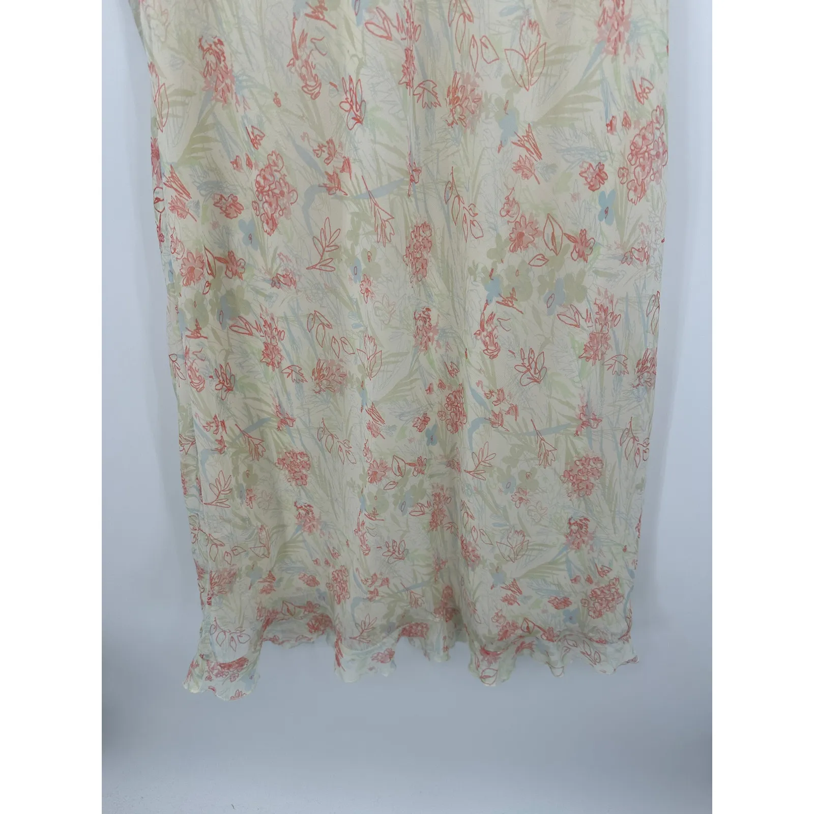 Womens Y2K Midi Dress Size 18W Yellow Floral Sheer Fairy Romantic Coquette - Image 3