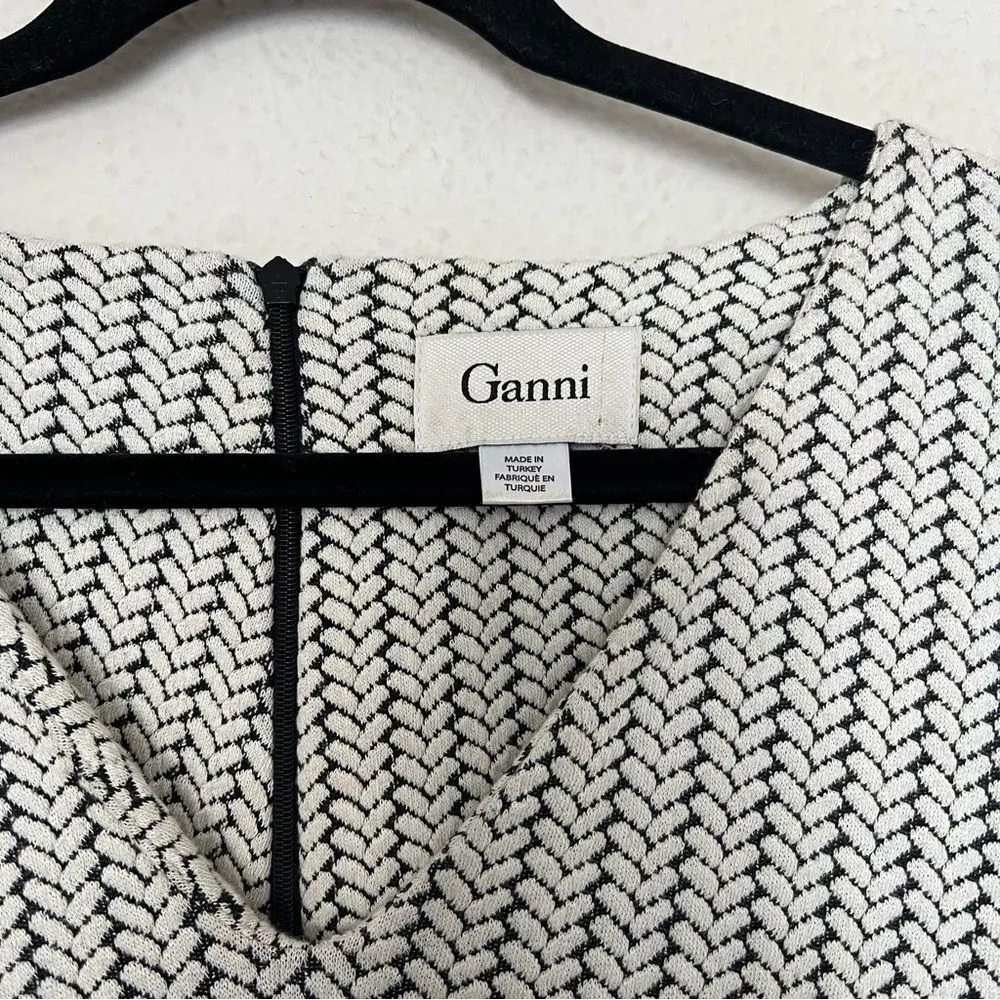 Ganni Anthropologie Jacquard Jersey Knife Pleated Dress Size Large - Image 5