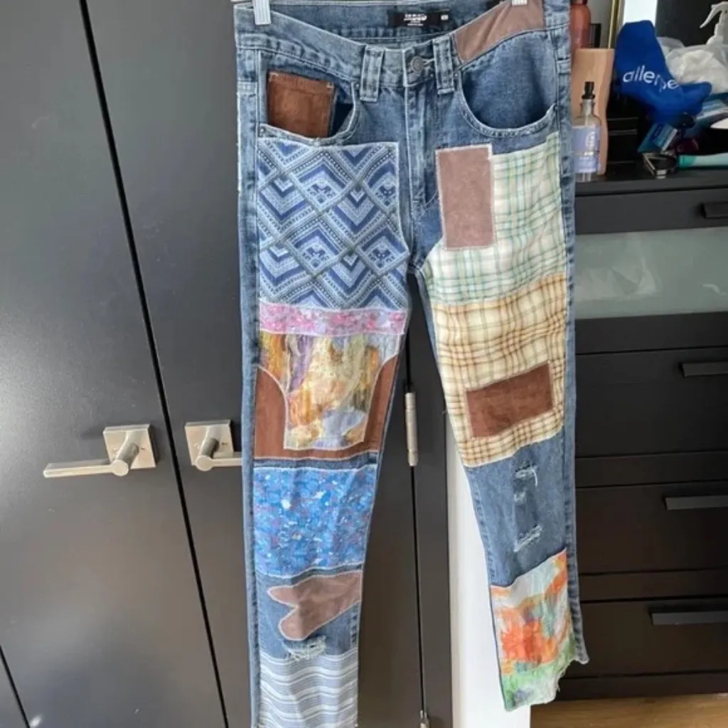Reworked Patchwork Bootcut Jeans In Multicolor by Jaded Ldn - Image 3