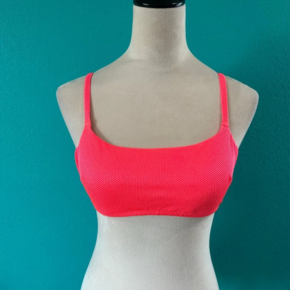 NWT Aerie Shine Pique Straight Scoop Bikini Top Women's Pink Sprinkle Size L - Image 3