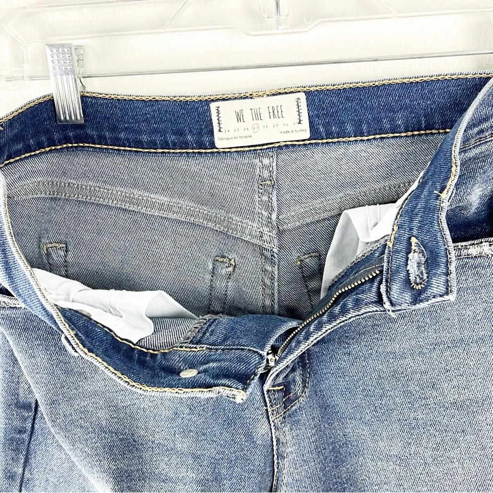 FREE PEOPLE WE THE FREE Ripped Distressed Grunge High Rise Jeans, Size 27 - Image 5