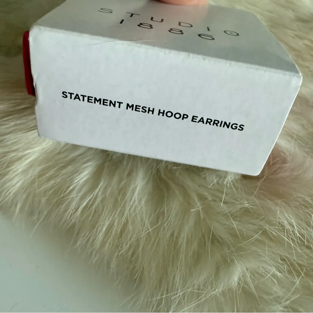 Statement Mesh Silvertone Hoop Pierced Earrings Silver - Image 2