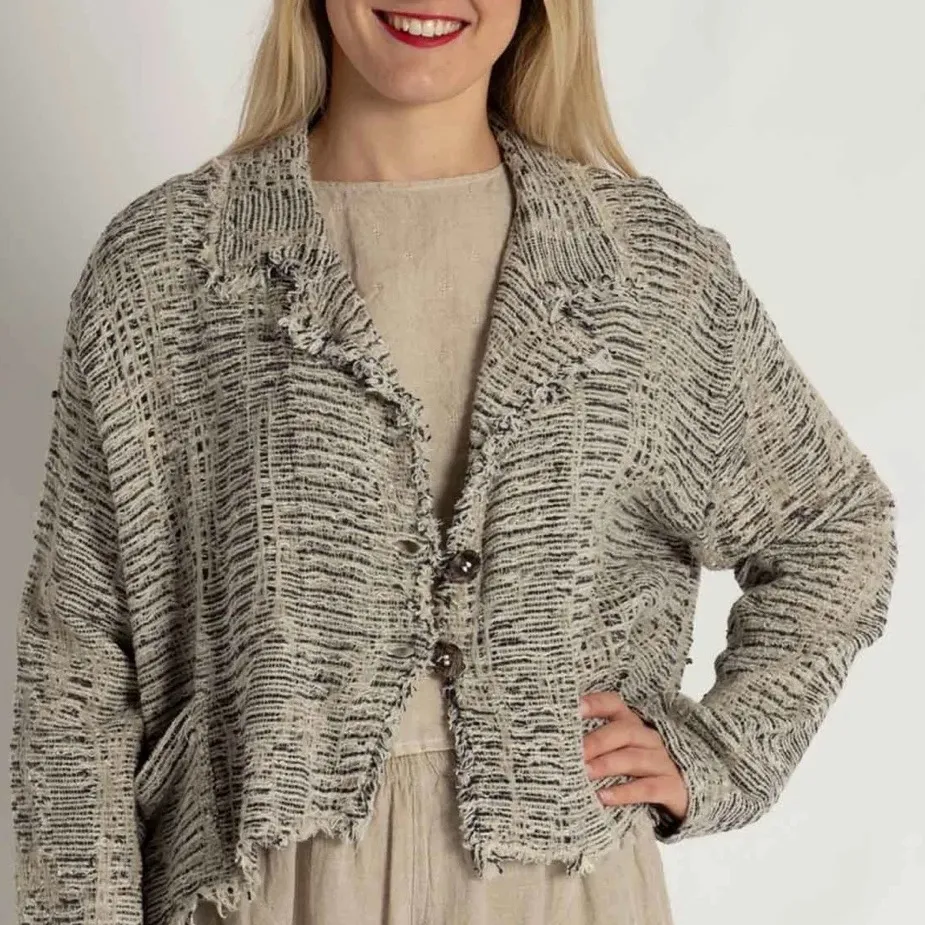 La Bottegga di Brumella Tan/White One of a Kind Lightweight Cardigan MSRP: $639 Tan Size undefined - Image 2