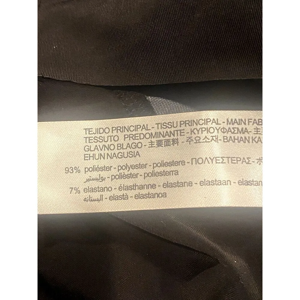 ZARA Velvet Glitter Ruched Longsleeve Mock Neck Bodysuit Snap Crotch M Navy Blue - Image 8