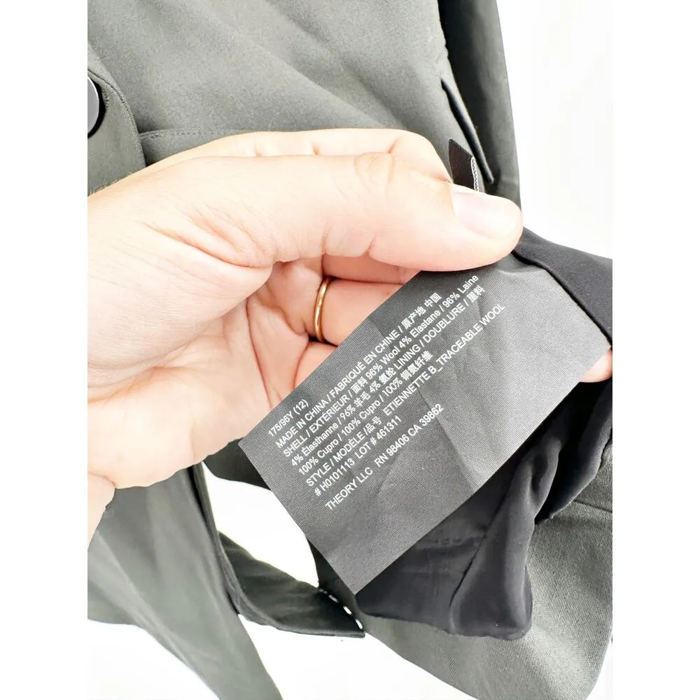 Theory Deep Green Traceable Wool Blazer 12 NEW - Image 4