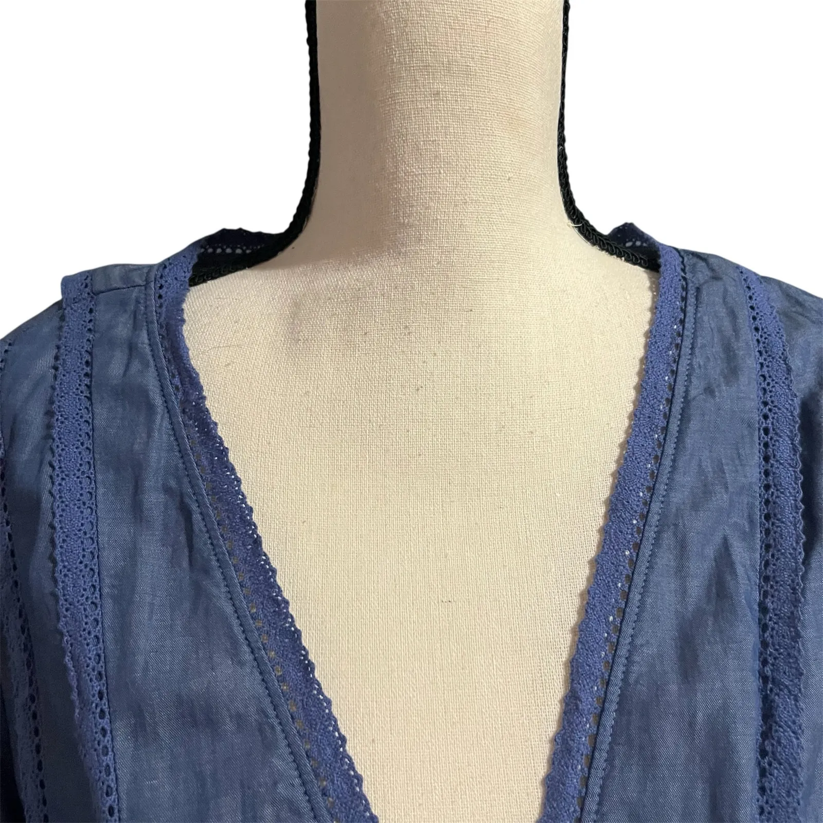 Matilda Jane NEW Women's Chambray Waist Tie Hour By Hour Jacket Shirt Sz L Layer - Image 4