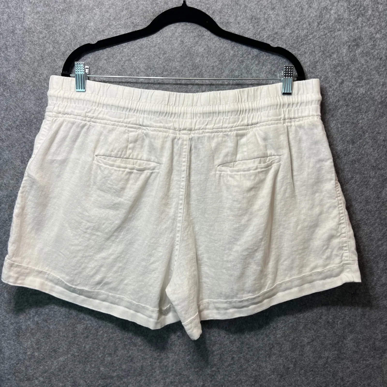 Athleta‎ Cabo Linen 4" Shorts White Drawstring Pockets Women's Size 16 - Image 8