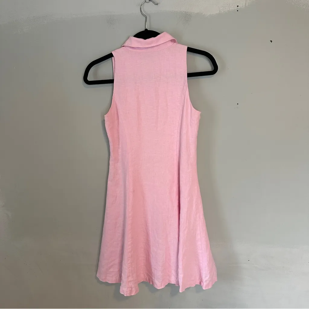 Ralph Lauren Pink Linen Button Front Dress 2P XS Y2K Barbiecore Prepp - Image 6