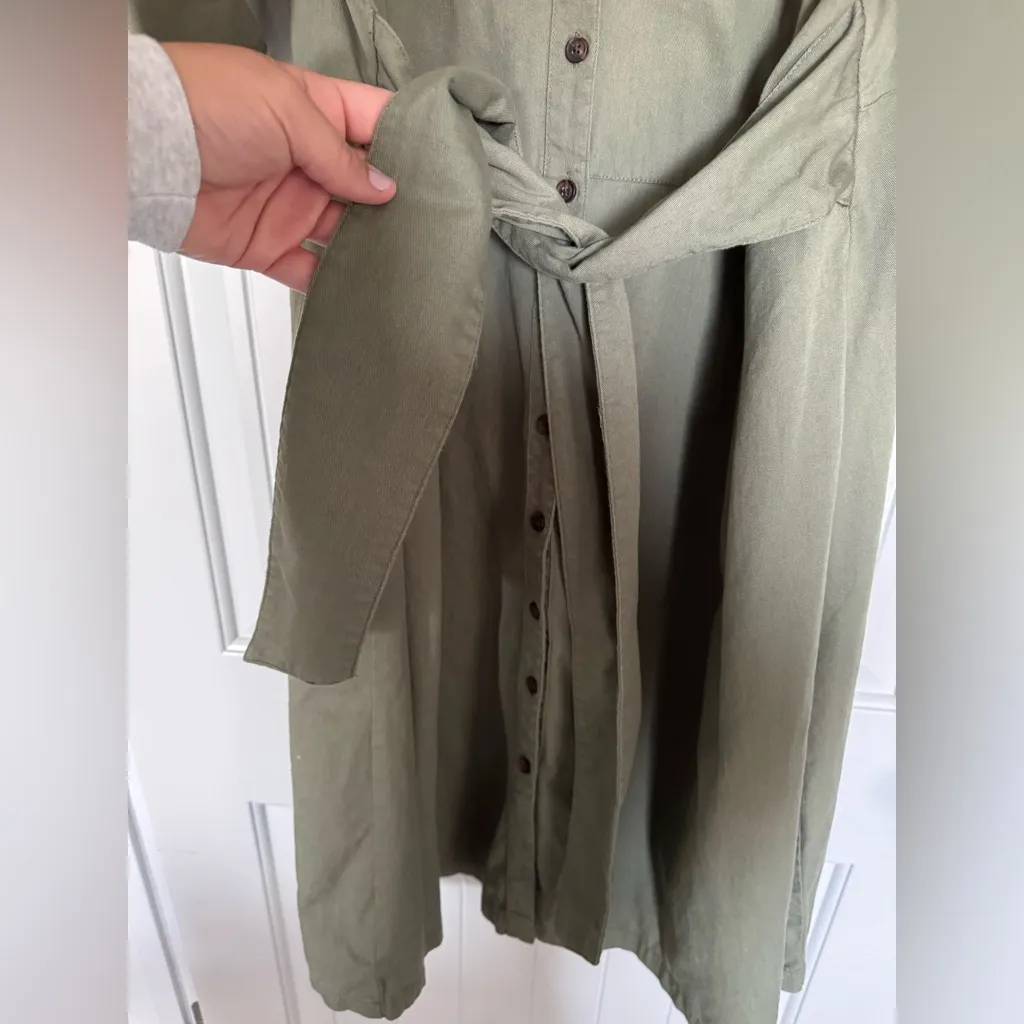 Ashley Stewart Olive Green Button-down Shirt Dress - Image 8