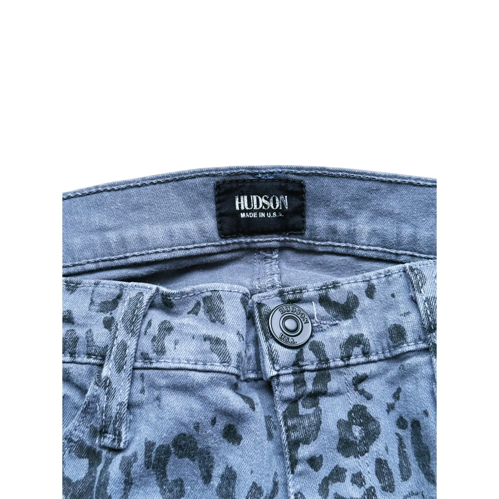 Hudson Y2K Cheetah Mid Rise Skinny Jeans 28 Gray Ombre Statement Mobwife Retro - Image 5