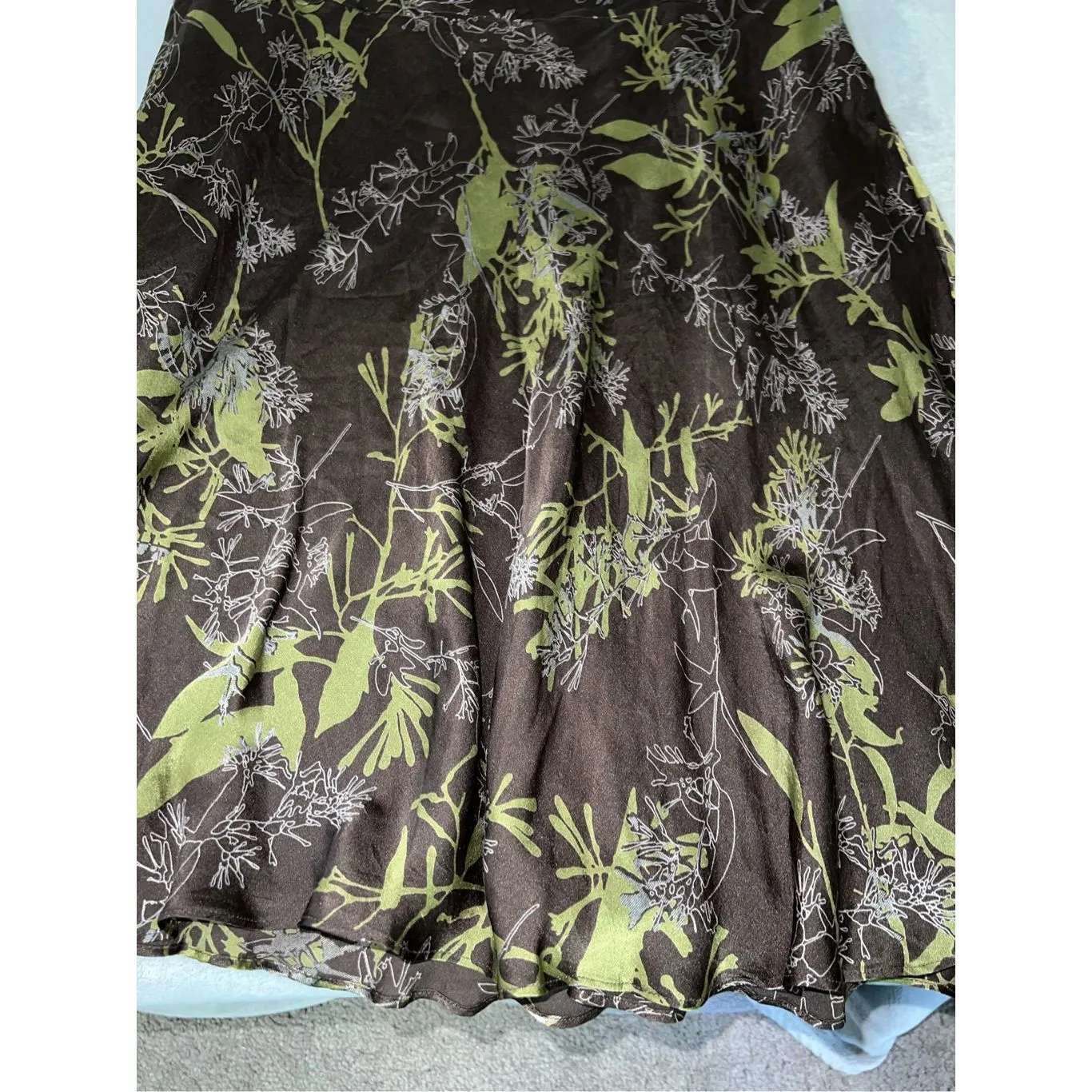 Women’s Brown/Green SILK MIDI/Knee Skirt 16 Forest Nymph Fairy Cottagecore - Image 2