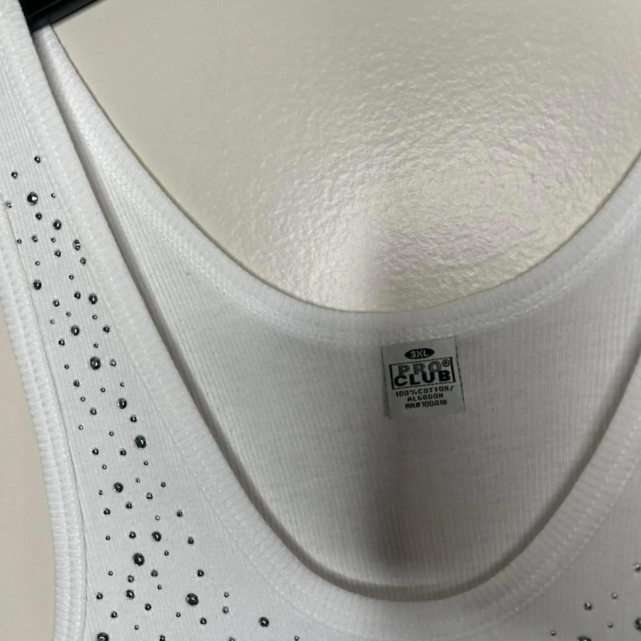 vintage Y2K 2000s retro White and pink rhinestones bedazzled Hollywood tank top - Image 3