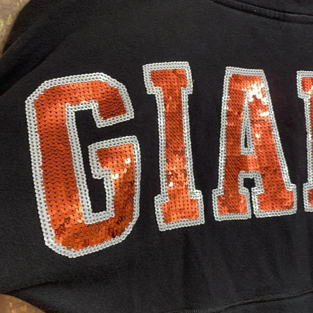 PINK Victoria’s Secret SF Giants MLB sequin bling sweater, size XS oversized - Image 3