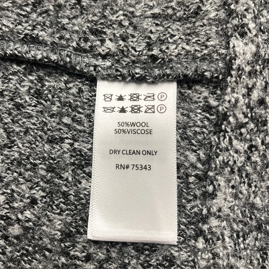 Tahari wool blend jacket size small notch moto jacket tweed jacket neutral grey - Image 8