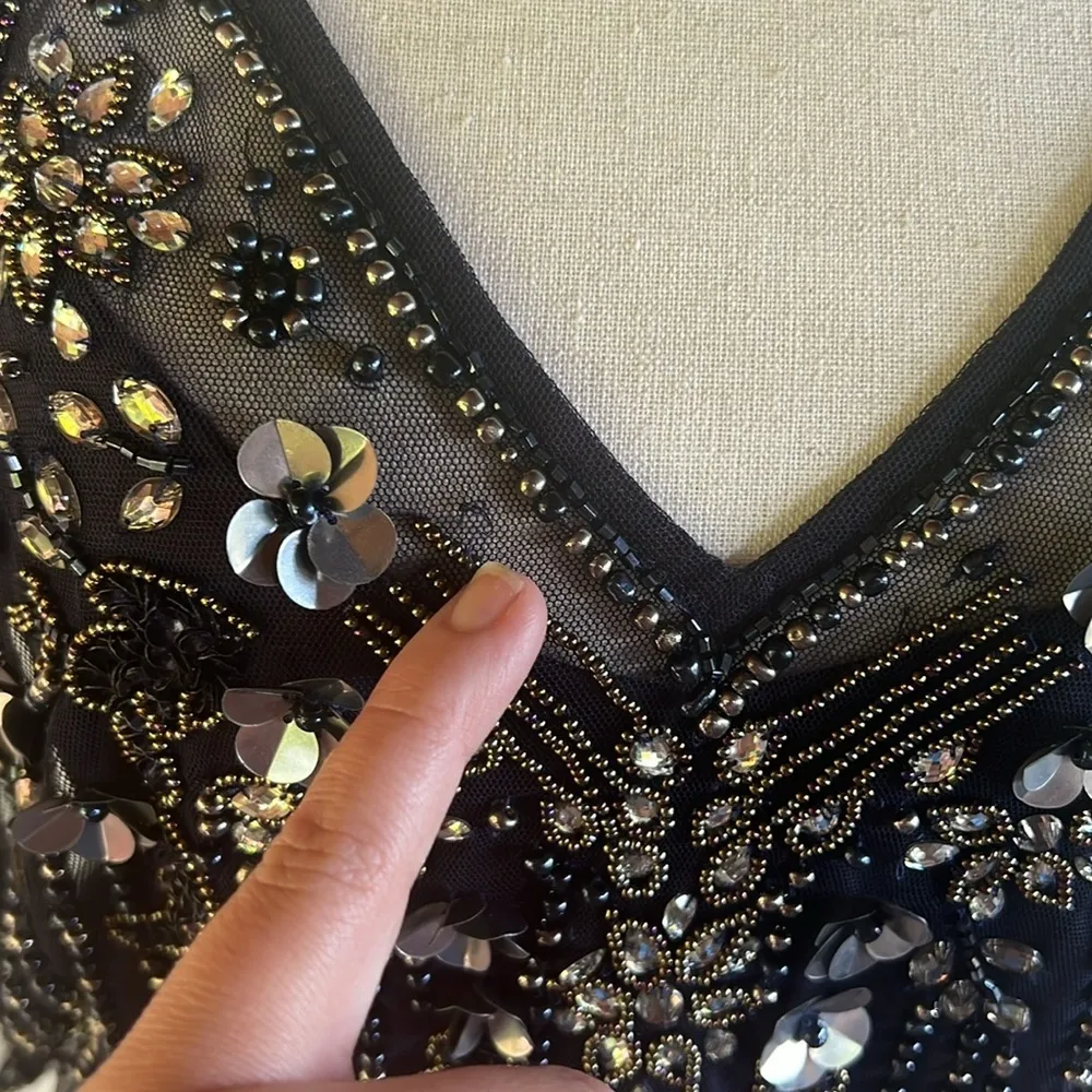 Aidan Mattox Beaded Flutter Sleeve Gown - Image 11