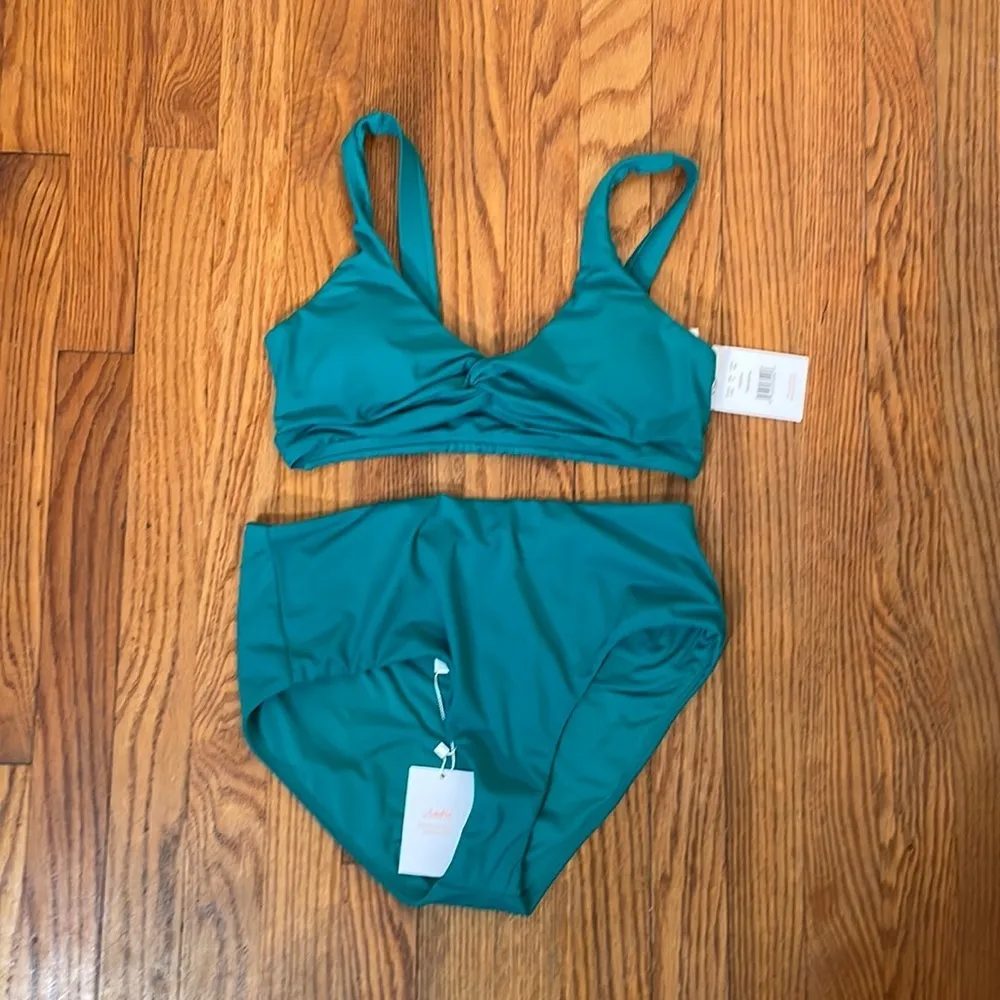 Andie Bikini Set‎ Portofino Top size S High Waisted Bottom M Peacock NWT - Image 2