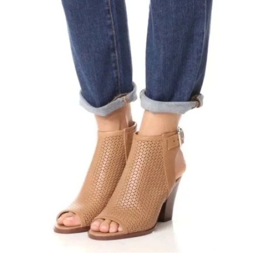 Sam Edelman Henri Tan Leather Perforated Block Heel Open Toe Sandal Size 8.5 - Image 16
