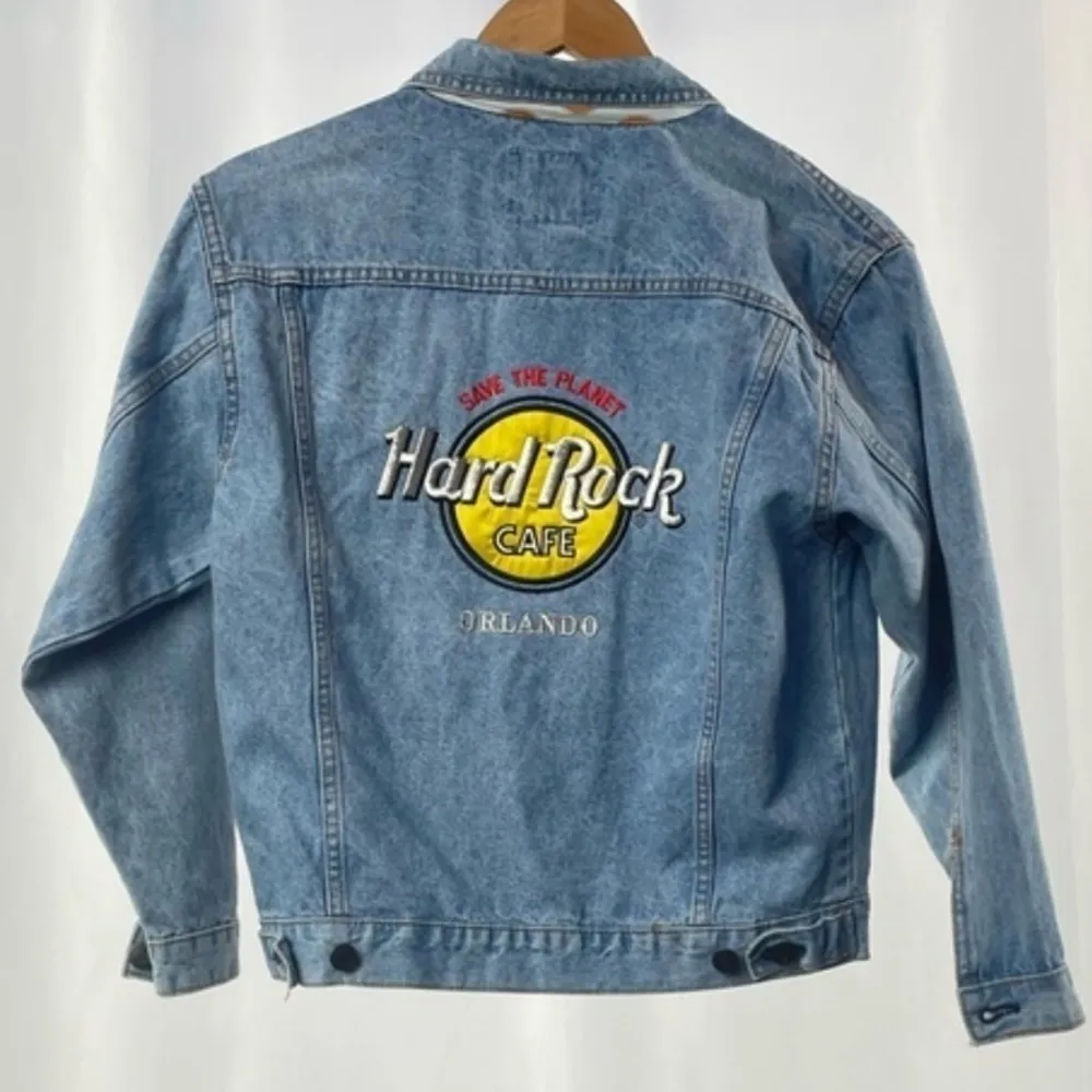 Vintage Hard Rock Cafe Orlando W Roma Pin Cotton Jean Jacket in Blue Size 10 - Image 2