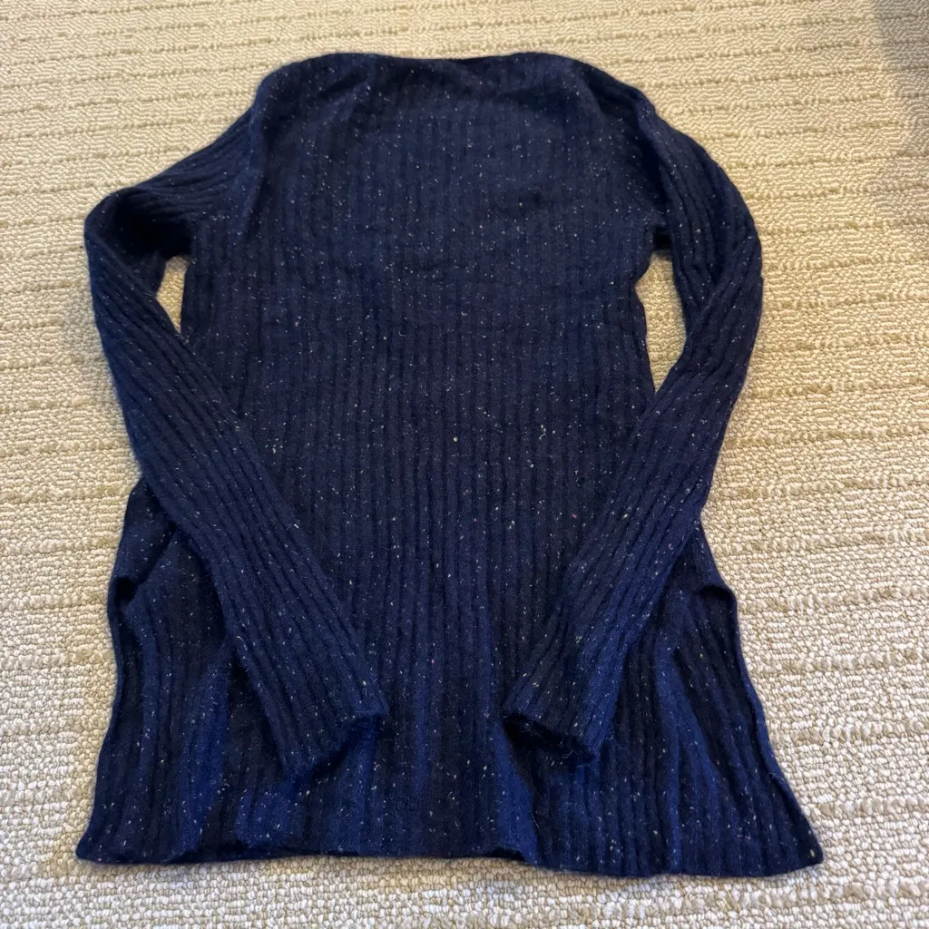 Something Navy Blue Cashmere Crewneck Sweater & Flare Pants Set | M - Image 6