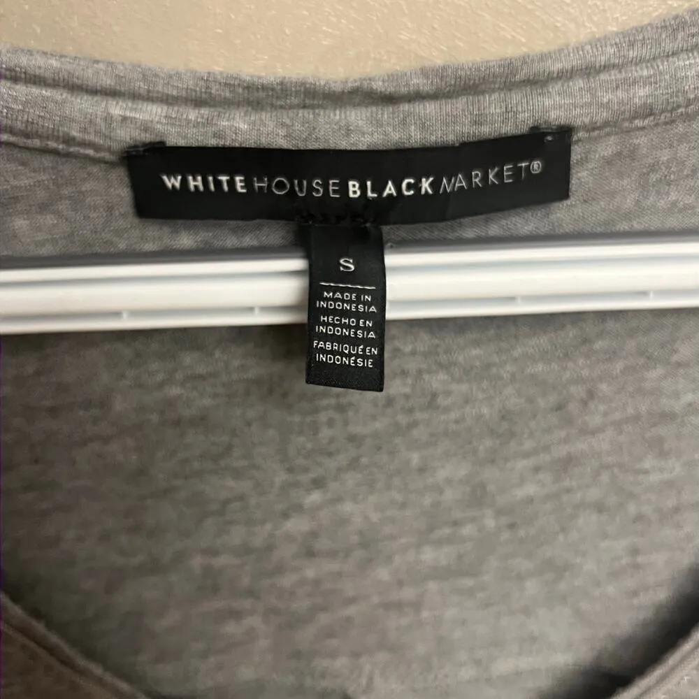 White House Black Market Mercury Silver Foil V-Neck Dolman Top - Small Petite - Image 8