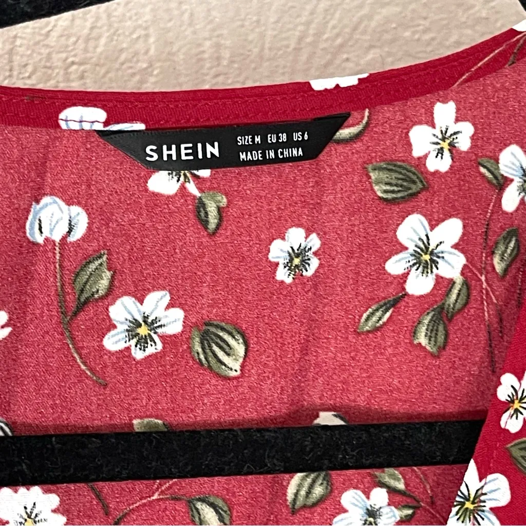 SHEIN Red Floral Mini Dress - Image 3