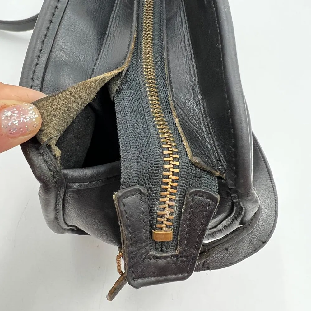 Coach Brighton Bag 9895 Vintage Black Leather Handbag Purse Rehab Project Bag - Image 8