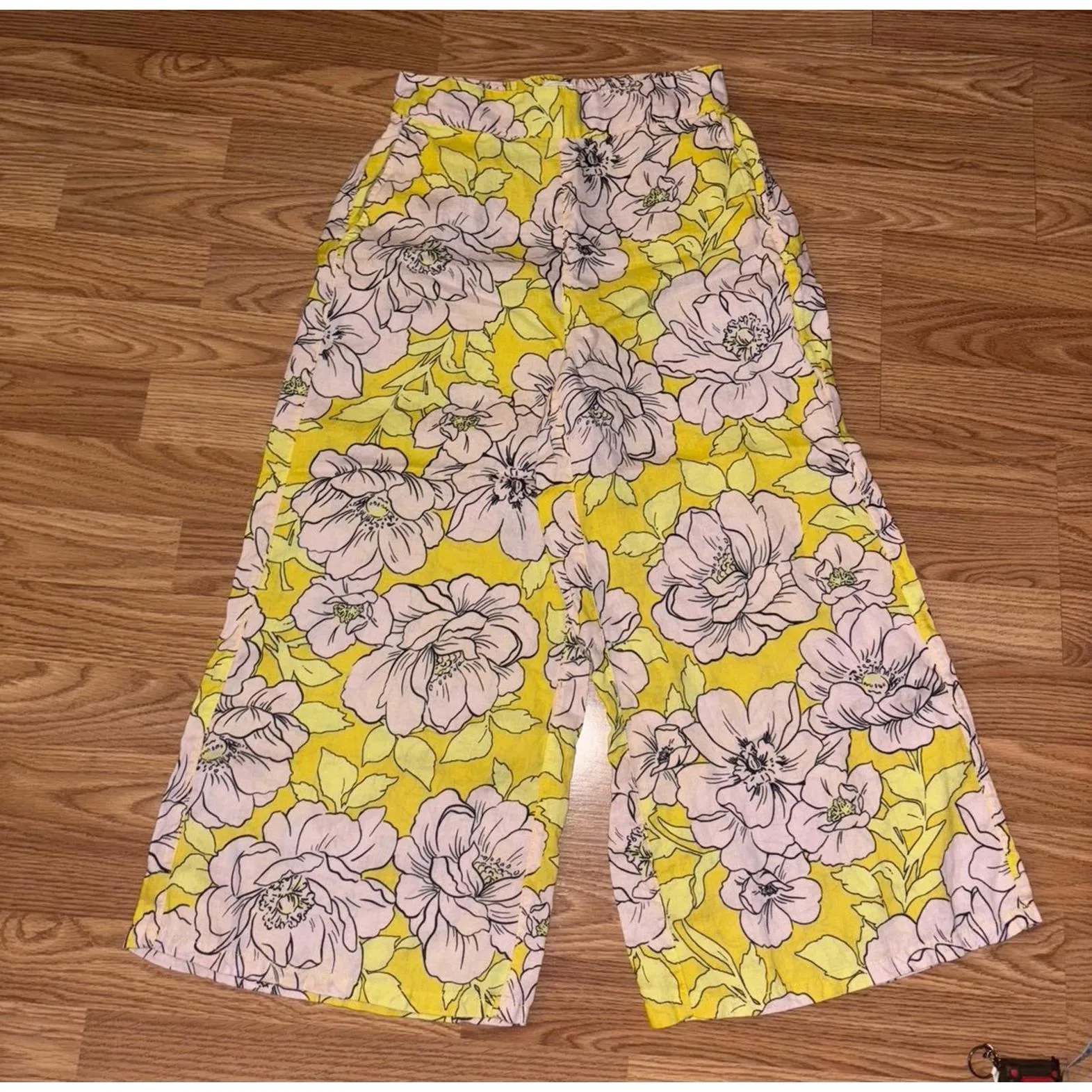 C&C California Floral Linen Wide Leg Pants Size Small - Image 9