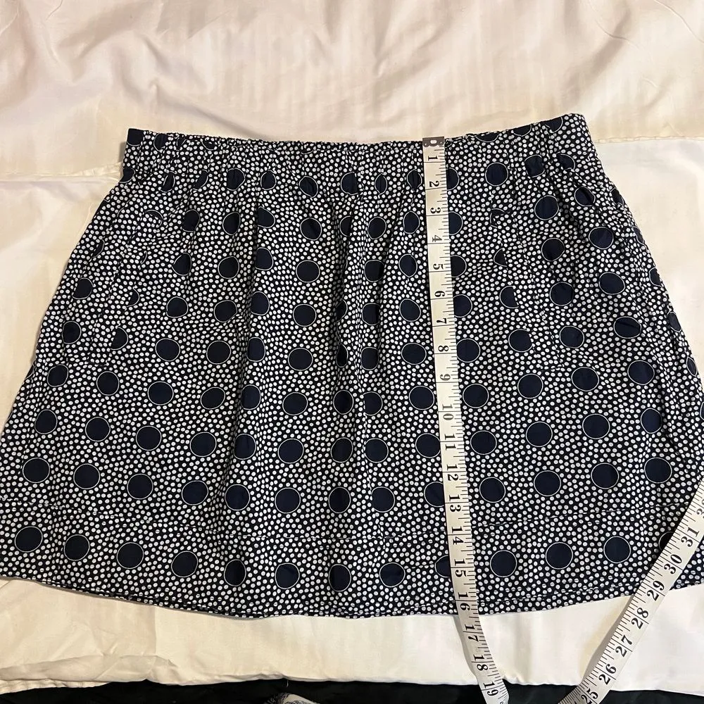 J.Crew Navy‎ Blue & White Polka Dot Mini Skirt Summer Casual Skirt-SZ L - Image 4