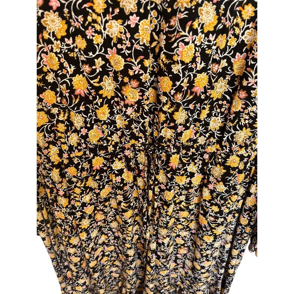 Loft Floral Print Dress XL Black - Image 4
