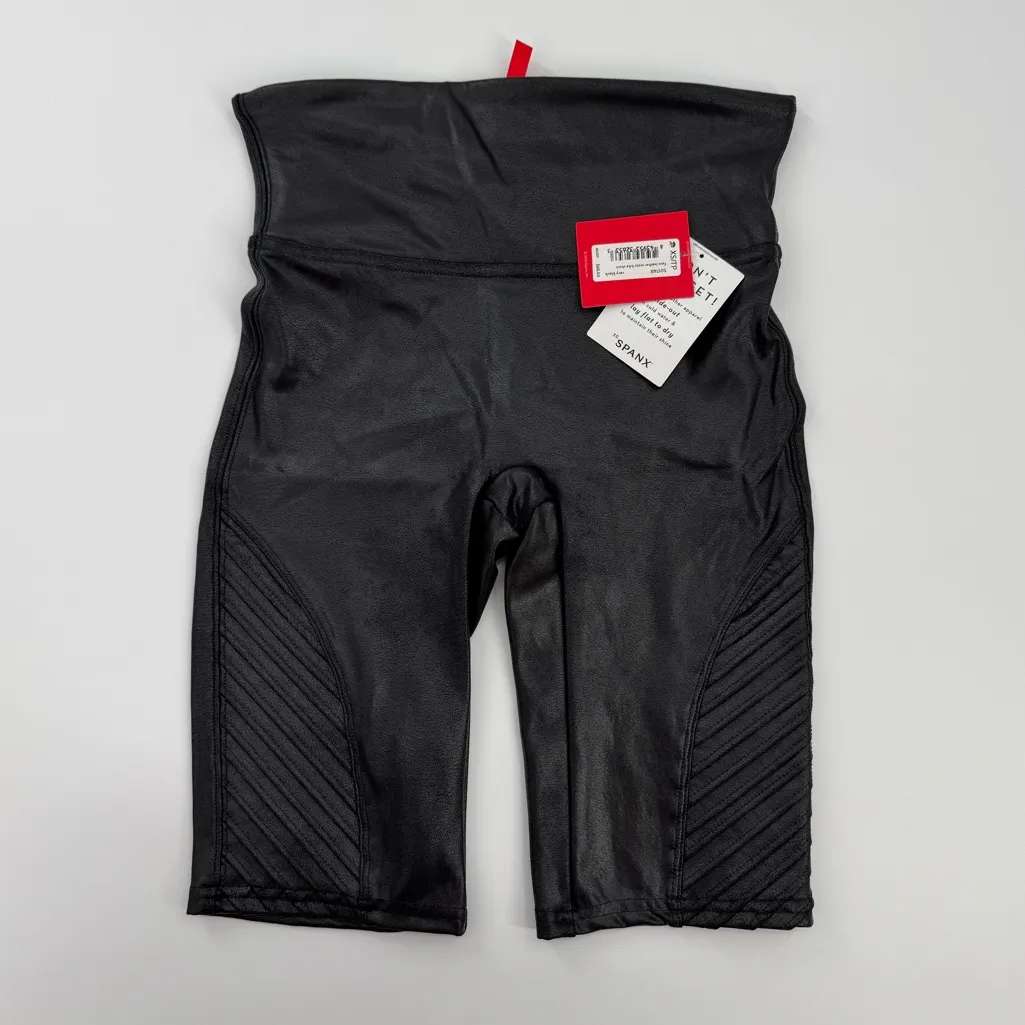 Spanx Faux Leather Moto Bike Short In Very Black Size XS NWT - Image 2