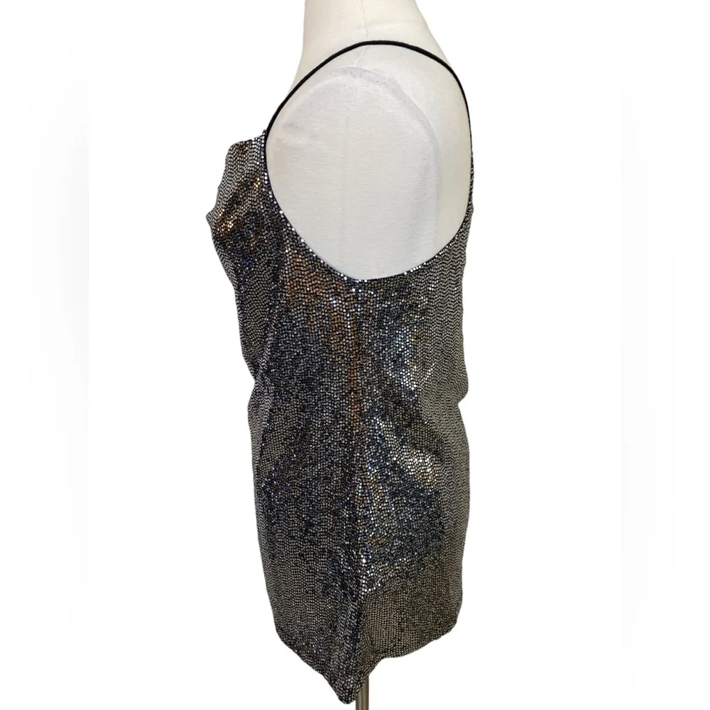 Stretch silver sequin racerback top Size 2X - Image 3