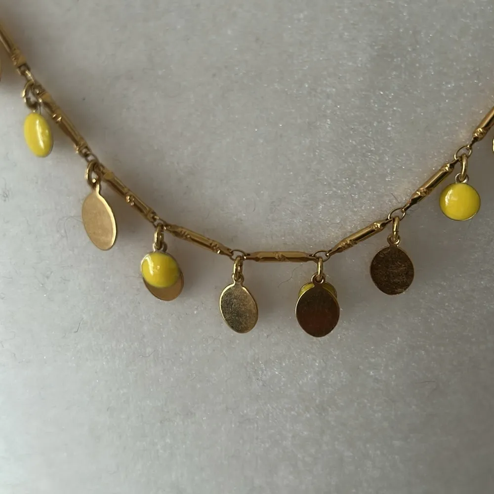 J. Crew Yellow Enamel/Gold Tone Metal Disc Necklace - Image 3